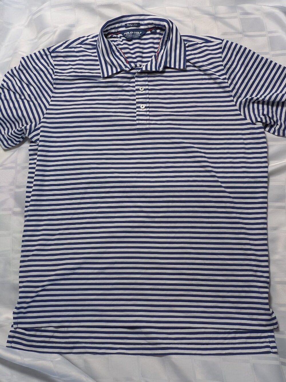 RALPH LAUREN COLLARED POLO GOLF SHORT SLEEVE MEN'S SIZE XL BLUE WHITE SHIRT
